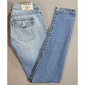 True Religion Women Jeans 32 Blue Skinny Low Rise Stretch Y2K Denim